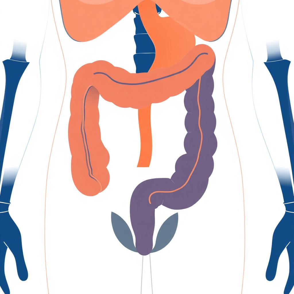 Ilustração didática do cólon, reto e ânus